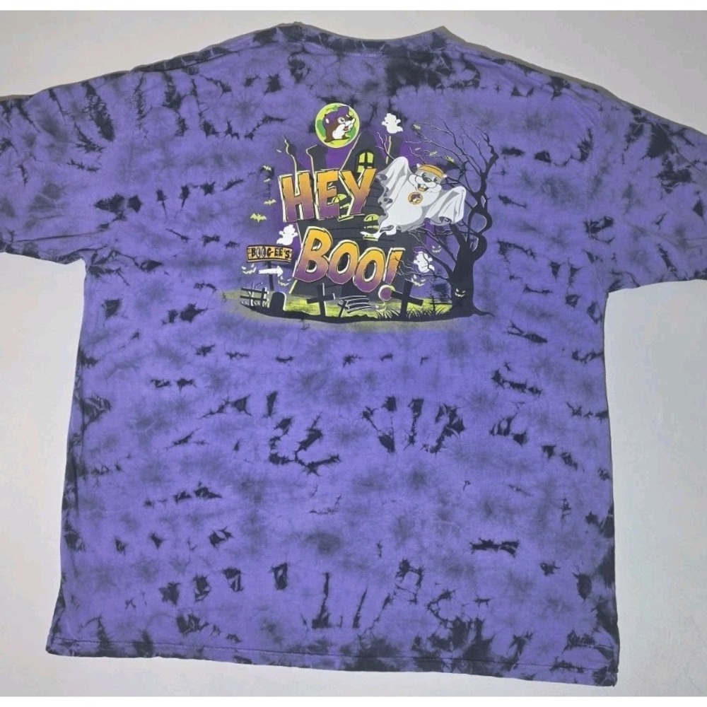 Buc-ee's Hey Boo Halloween Men's 3XL Big & Tall Purple Tie-Dye Graphic Tee